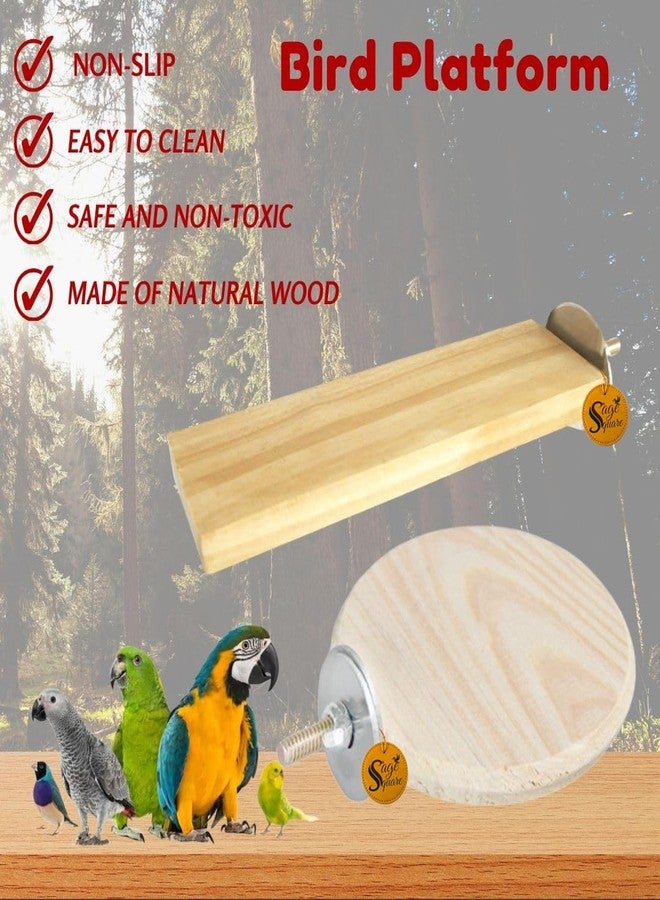 سايج سكوير مجموعة من قطعتين من منصات خشبية دائرية وحامل للطيور من سيج سكوير (2 × 5.5 و 4 بوصات) على شكل مستطيل ودائرة، ملحقات قفص، لعبة مسلية، مناسبة للطيور والببغاوات والبادجي. - Image 4